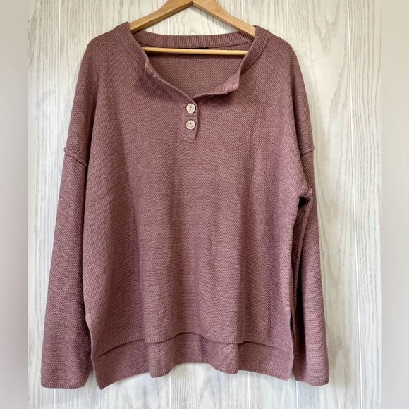 LILLUSORY V Neck Sweaters Long Sleeve Waffle Knit Tops Tunic Pullover Size XL - Picture 3 of 5